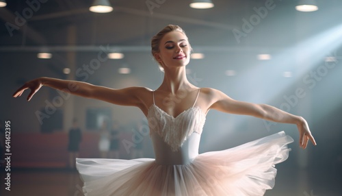 Photo of a graceful woman dancing in a flowing white dress