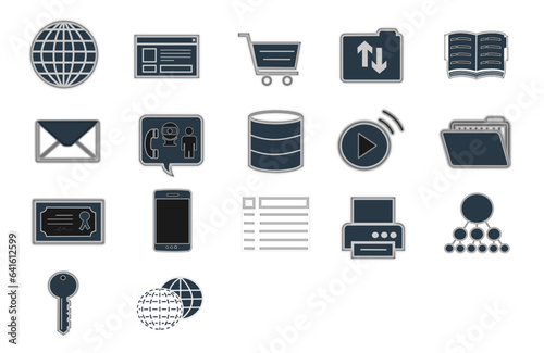 Server related line icon set. Hosting and Network vector icons.  User Interface and web page linear vector icons.