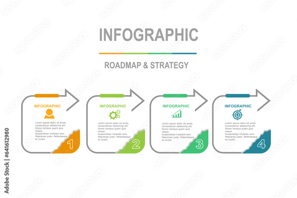 infographic elements template, business concept with 4 steps, multi ...