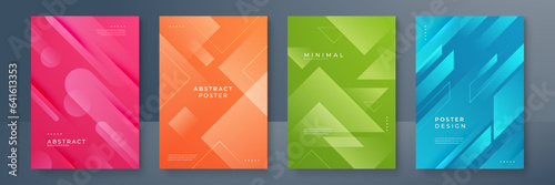 Collection of modern design poster flyer brochure cover layout template with gradient geometric graphic elements and space for photo background