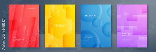 Portfolio geometric design vector set. Abstract blue liquid graphic gradient circle shape on cover book presentation. Minimal brochure layout and modern report business flyers poster template.
