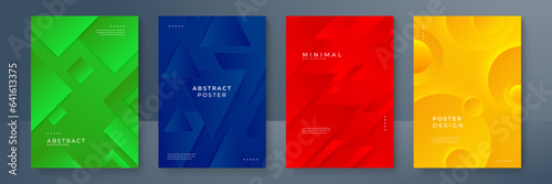 Set of bright vector colorful gradient geometric background for poster or brochure cover design