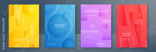 Set of bright vector colorful gradient geometric background for poster or brochure cover design