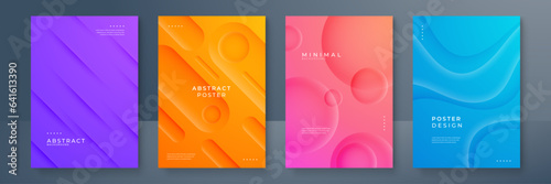 Set of bright vector colorful gradient geometric background for poster or brochure cover design