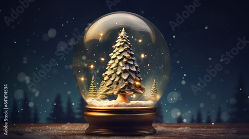 Shiny Christmas Tree In Snow Globe © Fauzia