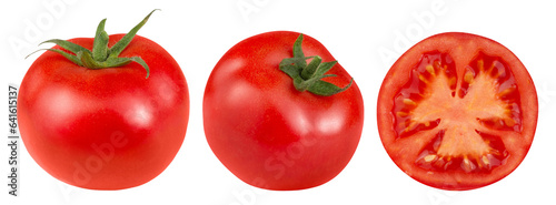 Set of ripe tomatos isolated on transparent background.