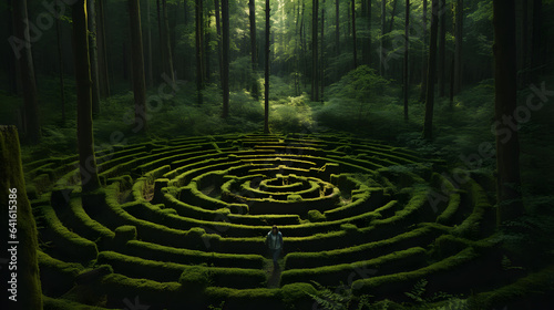 A circular maze in the middle of a forest