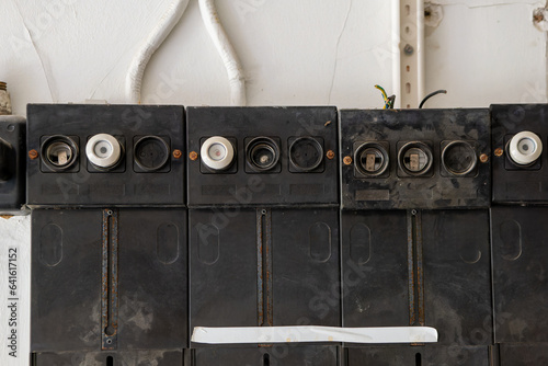 an old fuse box in an abandoned house