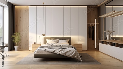 home interior design creative ideas concept contermporary bedroom earthtone colour scheme decorative with natural material cosy and minimal clean clear element house beautiful background,ai generate photo