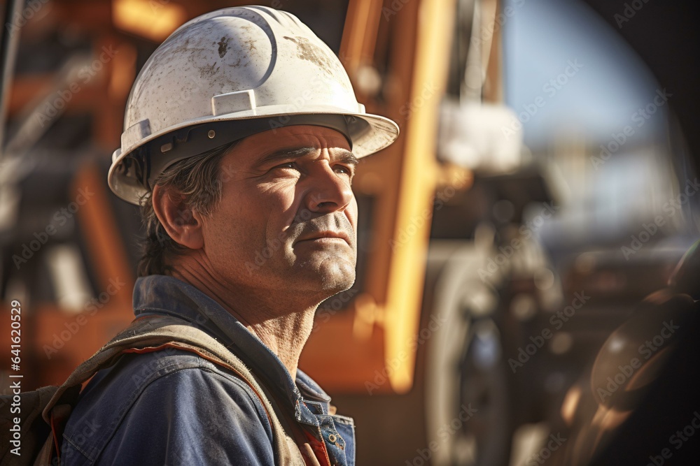 A construction worker with a bulldozer A construction worker with a bulldozer