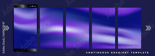 Dark Blue Gradient Social Media Story Template. Continuous 9:16 ratio poster Vector Template. Navy, Purple, Blue, Teal . For designs, feeds, social media, web, banner, Editable Vector Illustration.
