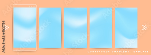 Soft Baby Blue Gradient Social Media Story Template. Continuous 9:16 ration poster Vector Template. EPS 10. Five gradient backdrops. Perfect for designs, feeds, social media, web, banners. Vector.
