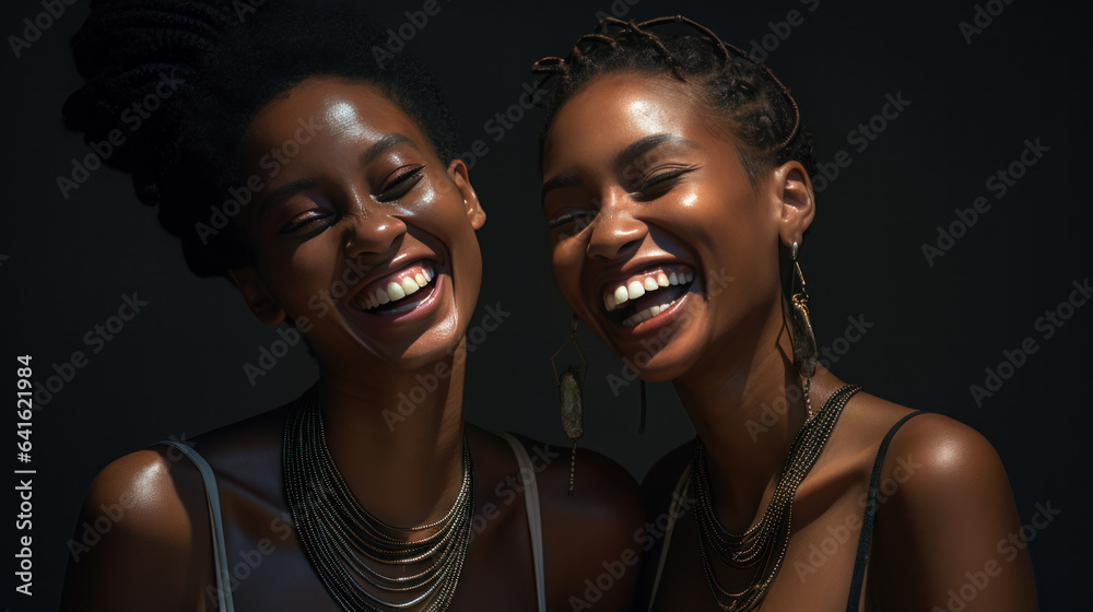 black two women smile black two women smile