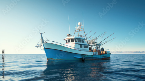 the modern fishing boat on the ocean