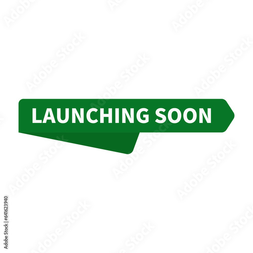 Launching Soon In Green Ribbon Rectangle Shape For New Product Business
