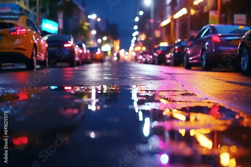 Beautiful neon night with water reflection