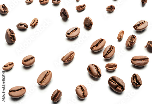 arranged coffee beans flat lay background ai generated
