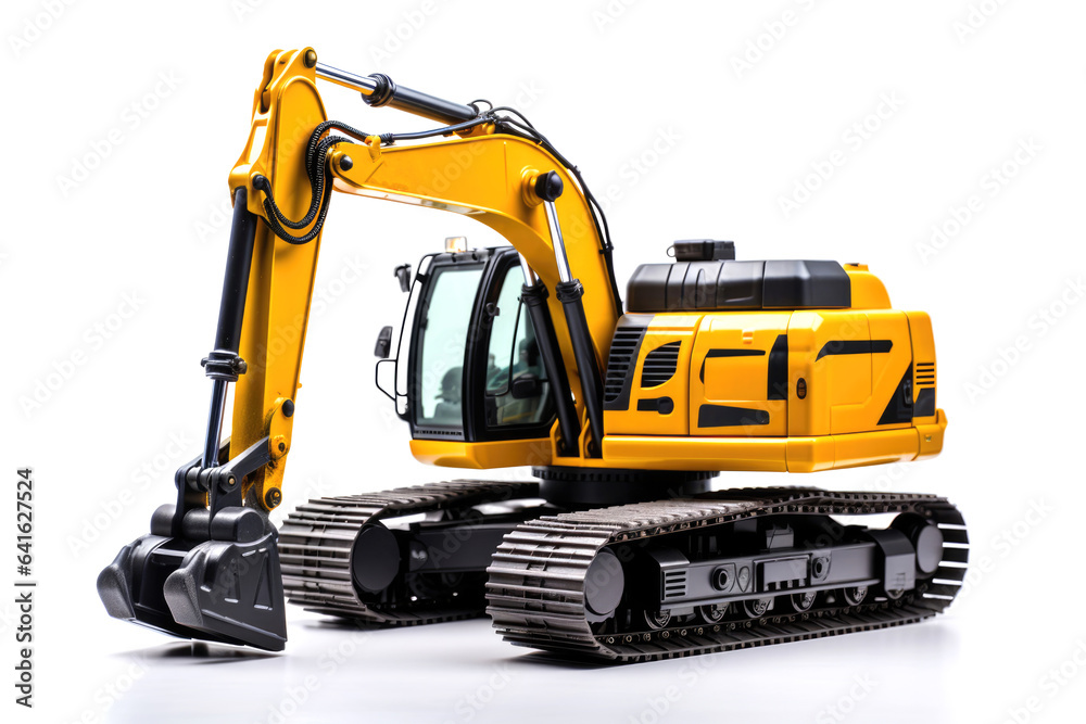 Crawler excavator with bucket isolated on white background Crawler excavator with bucket isolated on white background