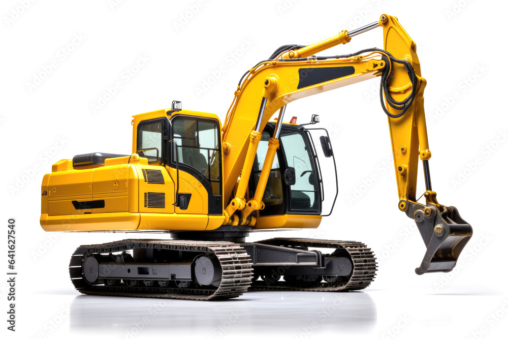 Crawler excavator with bucket isolated on white background Crawler excavator with bucket isolated on white background