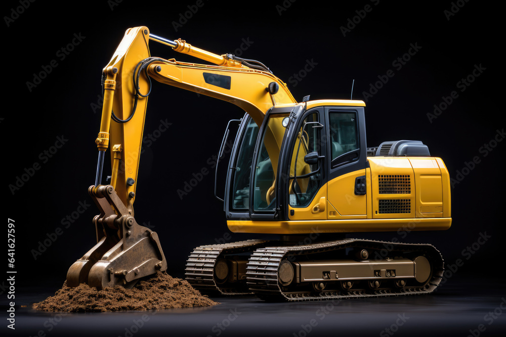Heavy crawler excavator on black background Heavy crawler excavator on black background