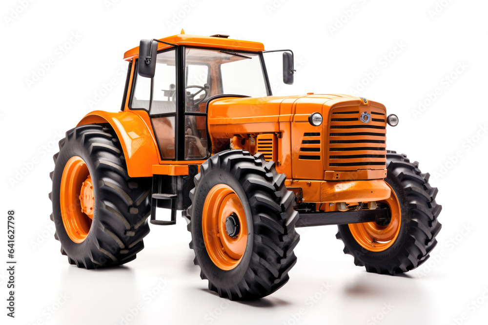Red farm agricultural tractor isolated on white Red farm agricultural tractor isolated on white