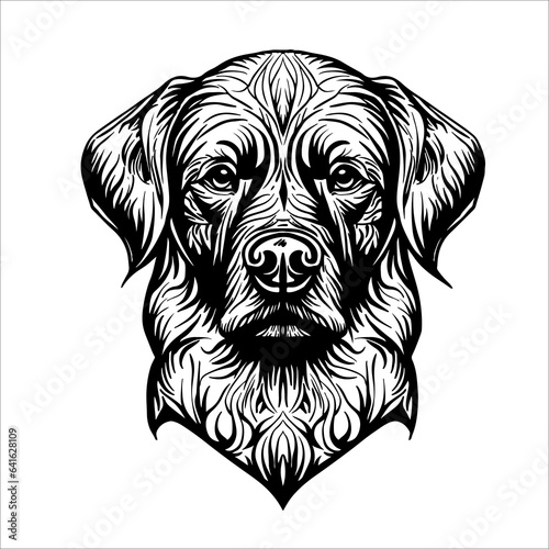 A vintage-style hand-drawn vector illustration sketch of a cute dog