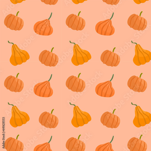 Vector pumpkins seamless pattern.Flat style. Vector illustration.