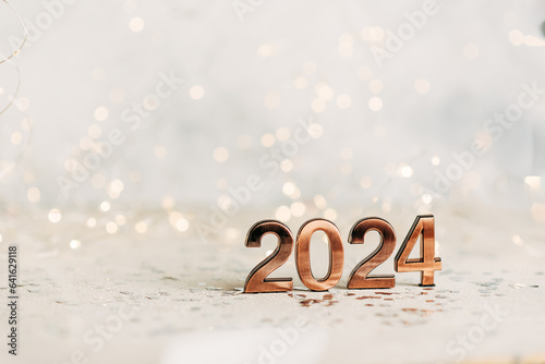 Valokuvatapetti happy new year 2024 background new year holidays card with bright lights,gifts a
