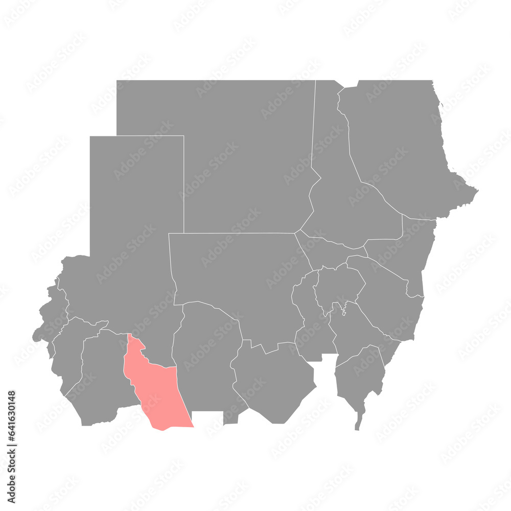 East Darfur State map, administrative division of Sudan. Vector illustration.