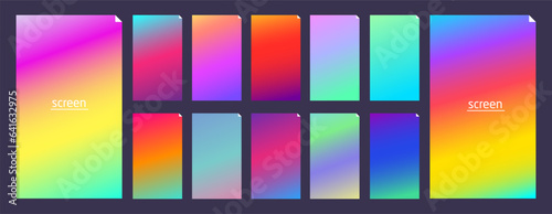 Soft pastel gradient smooth and vibrant color background set for devices, pc and modern smartphone screen soft pastel color backgrounds vector ux and ui design illustration