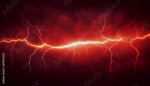 Red horizontal lightning in the dark sky