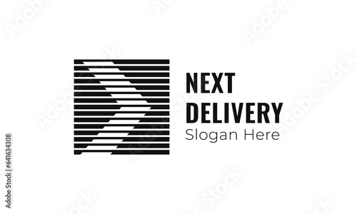 Arrow express square stripe line logo design vector
