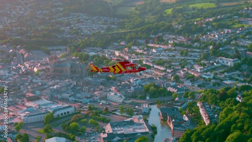 Air Ambulance Helicopter Flying Over Cornwall photo