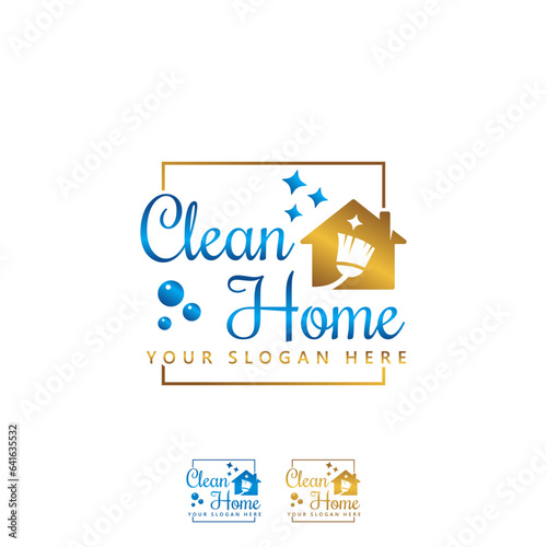 House cleaning service luxury logo design template