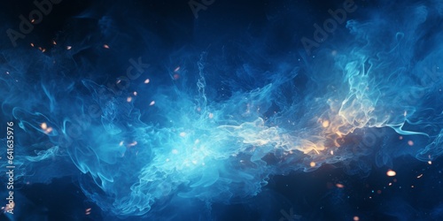 Industrial abstract blue background with flying fire generative ai