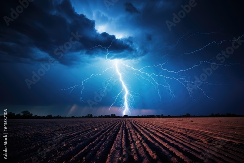 Lightning striking a field - Elemental Forces - AI Generated