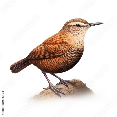 Pacific wren bird isolated on white background.