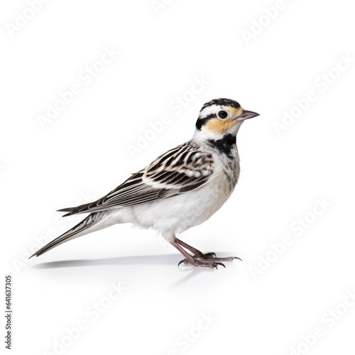 Smiths longspur bird isolated on white background.