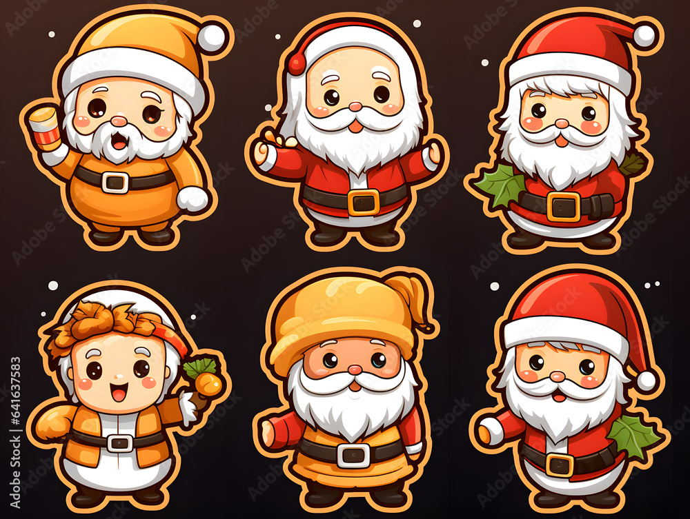 Set of cute Christmas and New Year character design, red and cute sticker, christmas set, banner. Set of cute Christmas and New Year character design, red and cute sticker, christmas set, banner.