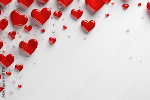 Red Heart shapes for Valentines day background on white in Love