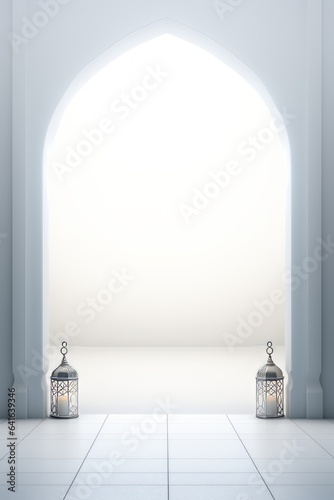 Islamic 3d rendering lanterns mosque portal Generative Ai