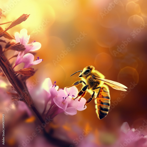 bee on pink flower © Jean Isard