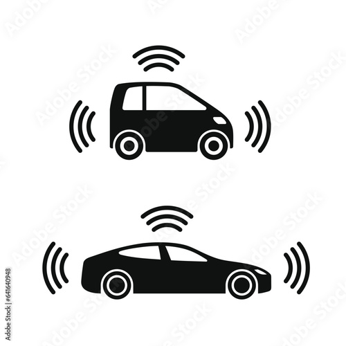 Smart Car Icon Set on White Background. Vector