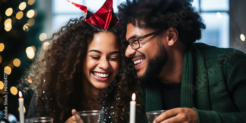 Smiles and Love: Happy Black Couple's Christmas Celebration