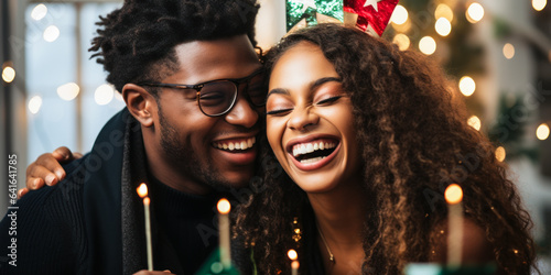 Black Couple Decorating the Christmas Tree, a Tradition of Love and Family