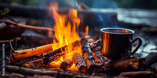 Hot Beverage on Campfire, a Way to Stay Warm and Comfortable in the Wilderness