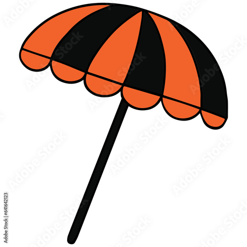 Beach parasol cartoon line filled illustration