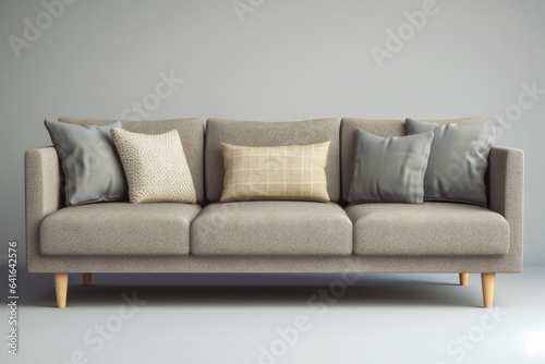 Modern textile Ikea sofa on a neutral background, living room modern interior design