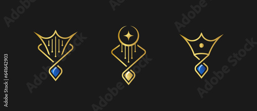 Luxury jewelry logo design with line art style fit for jewellery store icon logo