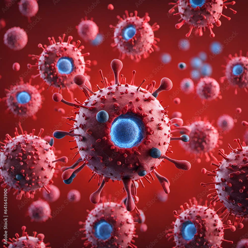AI 3D representation of Virus in blood | Red Blood Cell AI 3D representation of Virus in blood | Red Blood Cell